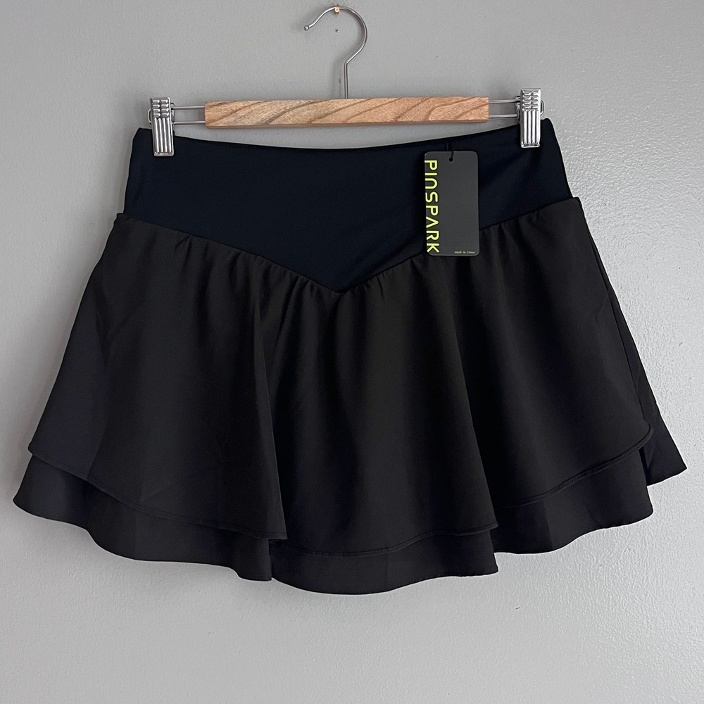 Pinspark Black Athletic‎ Skort Active Tennis Golf Running Skirt Medium NWT